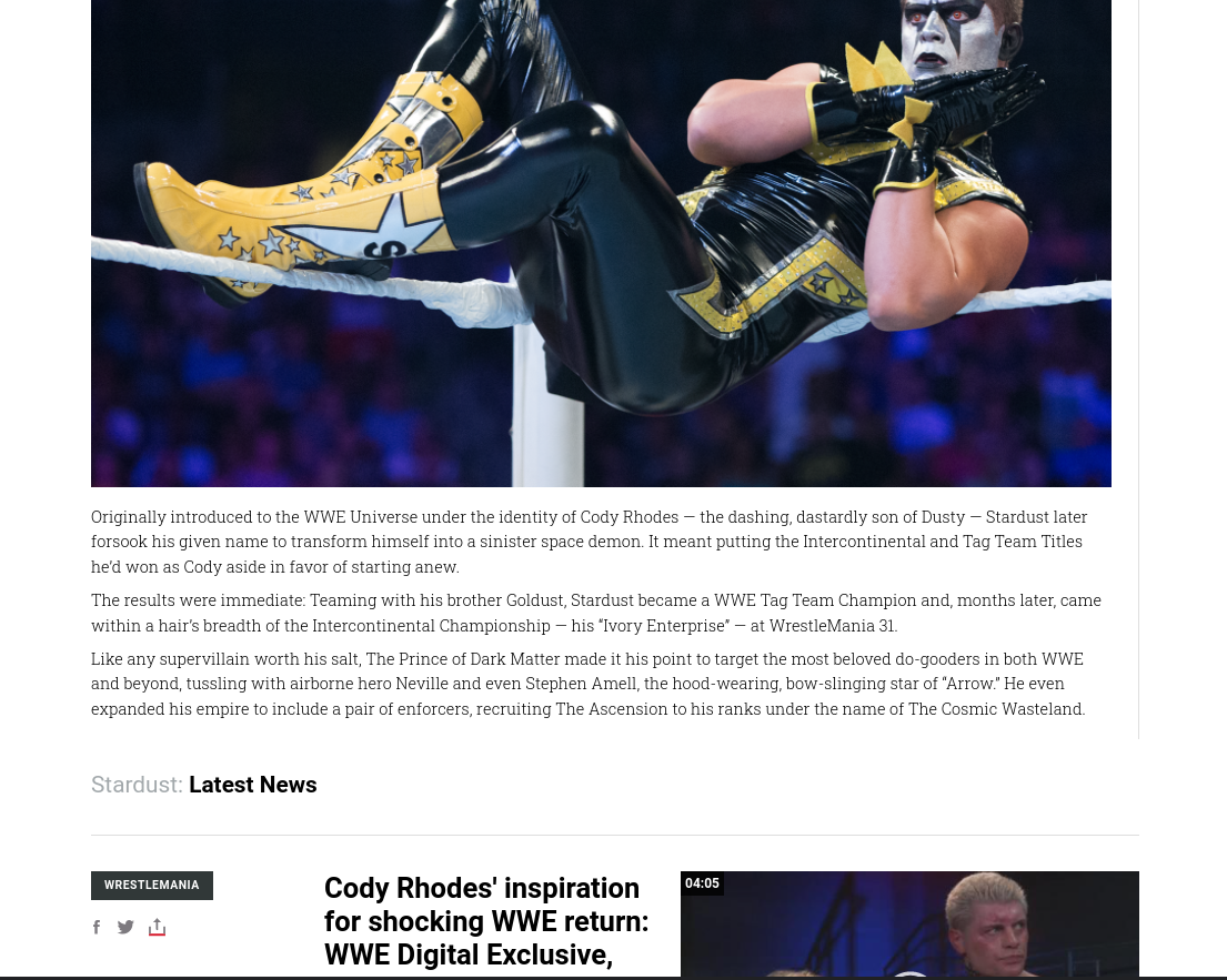 La WWE si dimentica di aggiornare foto e bio di Cody Rhodes (Foto: wwe.com)