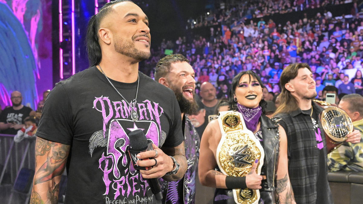 WWE's OG Judgment Day (Finn Balor, Damian Priest, Rhea Ripley and Dominik Mysterio)
