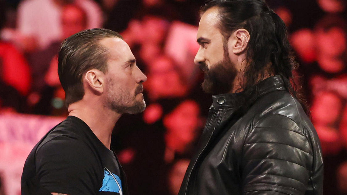 WWE stars CM Punk and Drew McIntyre ahead of Bad Blood 2024.