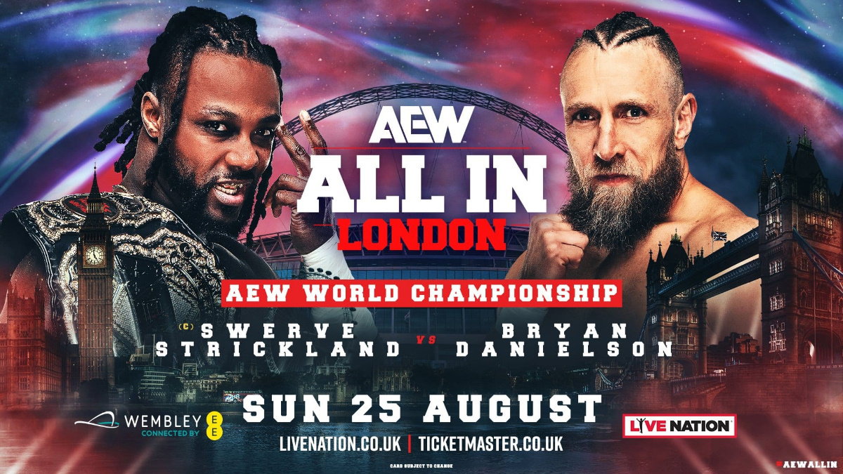 AEW All In London Wembley Stadium graphic for Swerve Strickland vs Bryan Danielson