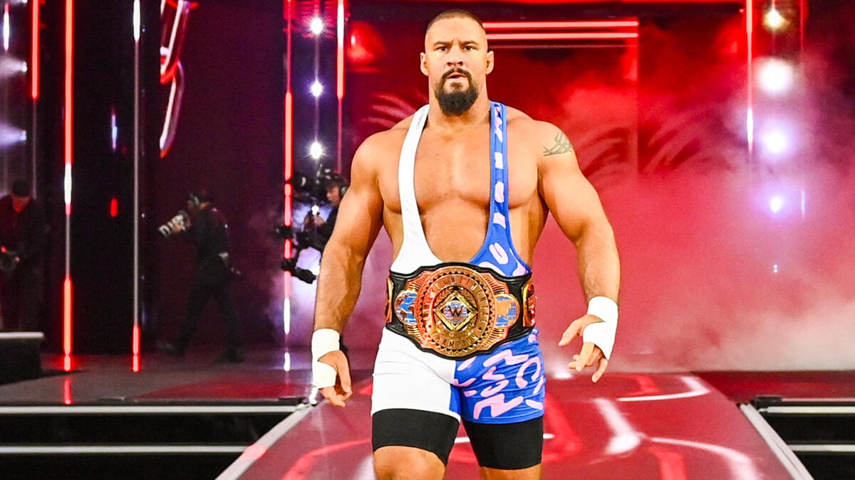 Bron Breakker as WWE Intercontinental Champion.