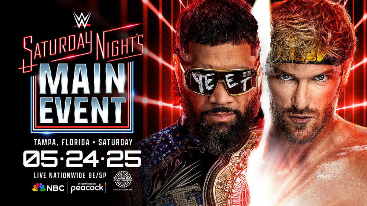 WWE Saturday Night's Main Event graphic for Jey Uso vs. Logan Paul