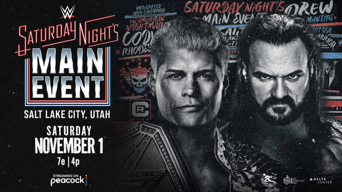 WWE Saturday Night's Main Event poster with Cody Rhodes and Drew McIntyre