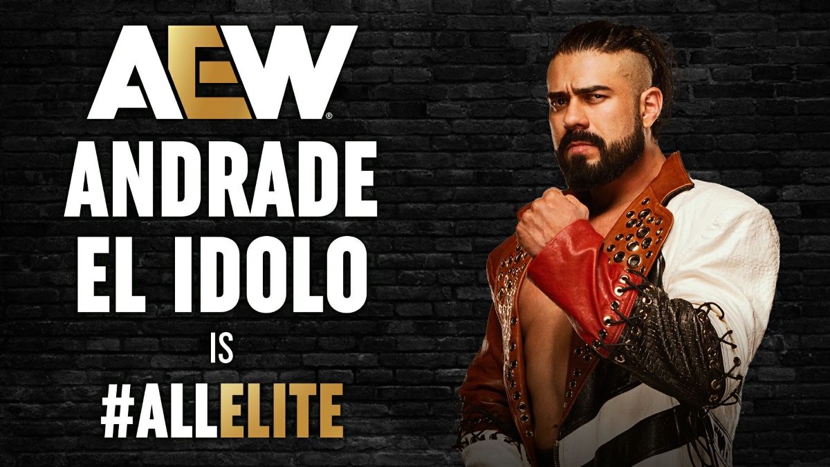 Andrade El Idolo is All Elite, AEW announcement graphic