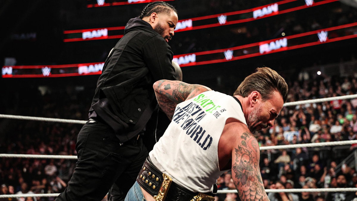 WWE's Jimmy Uso punching CM Punk on Raw