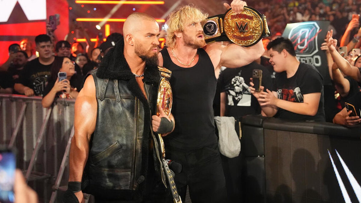 WWE stars Austin Theory and Logan Paul