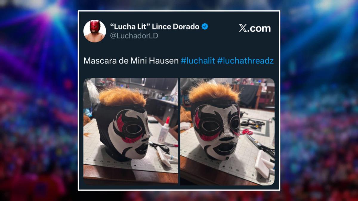 WWE Lince Dorado's tweet showing the Minihausen mask
