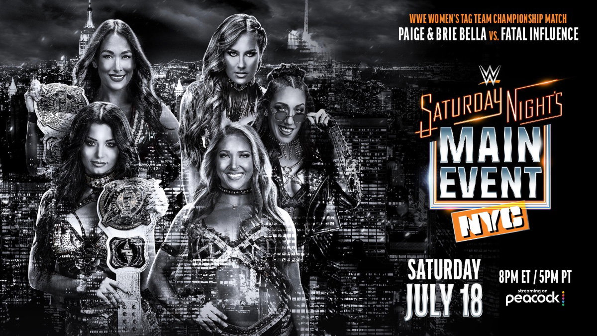 WWE Saturday Night's Main Event poster for Brie Bella & Paige vs. Fatal Influence