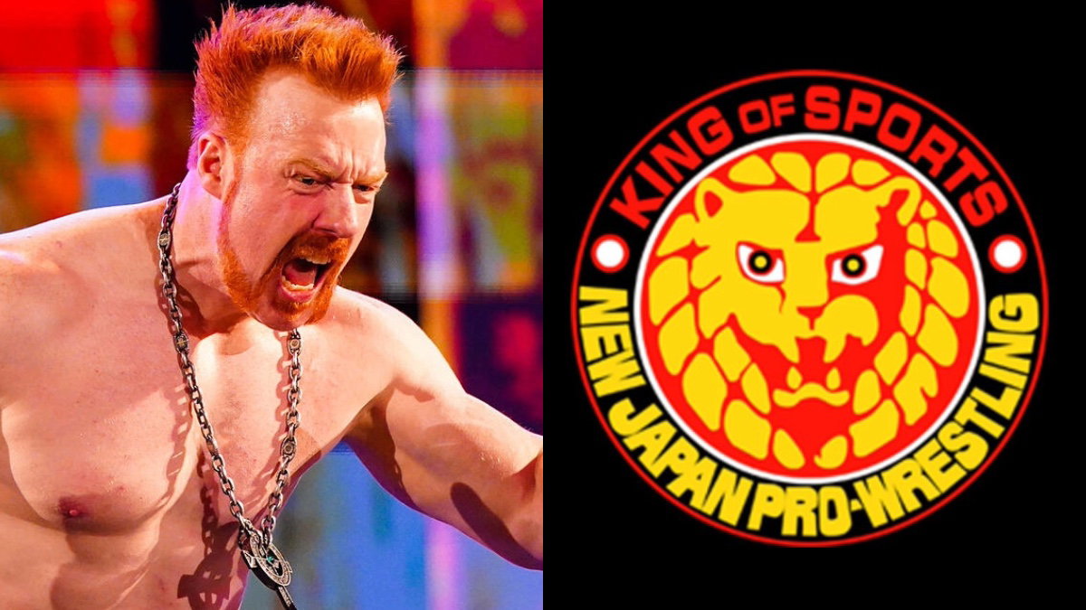 WWE's Sheamus next to NJPW logo