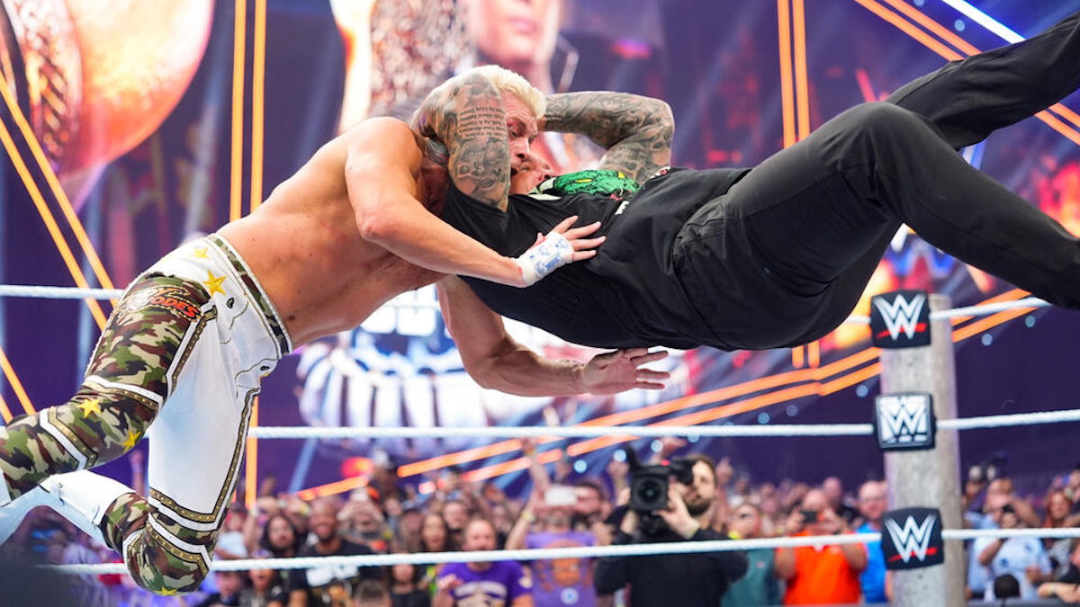 Randy Orton hitting an RKO on Cody Rhodes at WWE SummerSlam 2026.