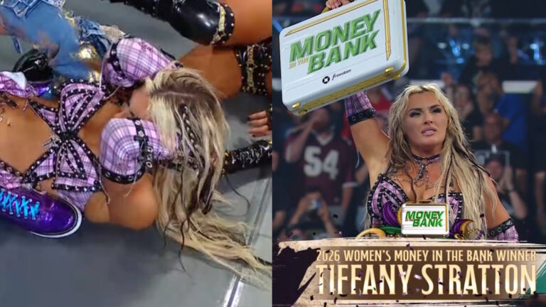 Tiffany Stratton survives terrifying moment as she wins WWE Money in the Bank for a second time